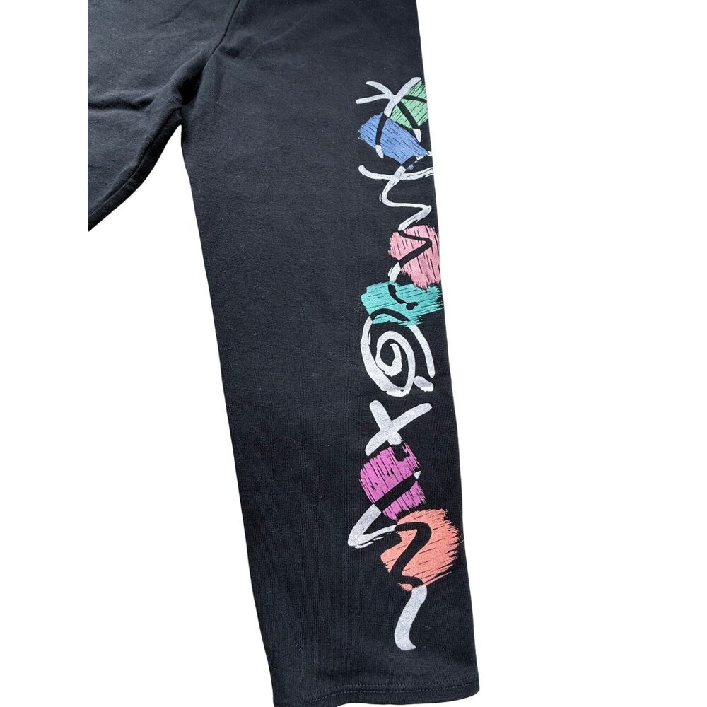 Vintage Jacques Moret Black Leggings With Colorful Abstract Design 55% Cotton Wo - Picture 13 of 13